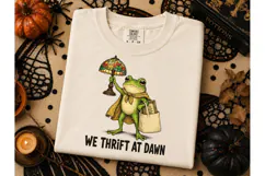 We Thrift At Dawn Frog PNG Tee Design Product Image 3