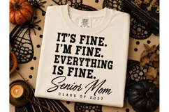 Senior Mom Class 2027 It's Fine PNG Tee Product Image 2