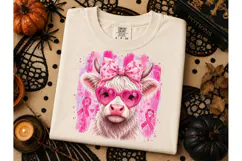 Highland Cow Breast Cancer Awareness PNG Product Image 2