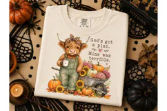 God's Got a Plan Highland Cow PNG Tee Product Image 2