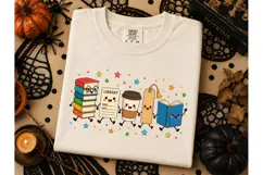 Kawaii Library Books Coffee PNG Tee Product Image 1