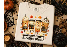 Autumn Leaves Coffee Please PNG Tee Product Image 3