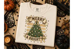 Merry & Bright Christmas Tree PNG Tee Product Image 3