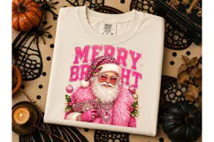 Merry Bright Pink Santa PNG Shirt Design Product Image 2