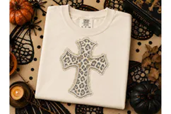 Leopard Cross Pearl PNG Sublimation Tee Product Image 2