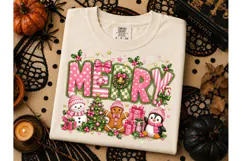 Merry Christmas Pink Holiday PNG Tee Product Image 3