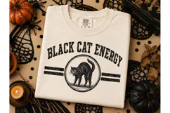 Black Cat Energy Halloween PNG Tee Product Image 2