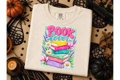 Book Lover Floral Stack PNG Shirt Design Product Image 3