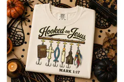 Hooked on Jesus Fishing PNG Tee Design Product Image 2