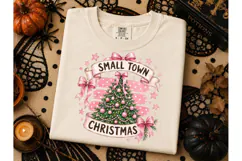 Small Town Christmas Pink Tree PNG Tee Product Image 3