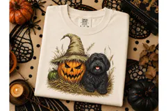 Halloween Black Dog Pumpkin PNG Tee Product Image 2