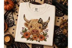 Highland Cow Fall Floral PNG Sublimation Product Image 3