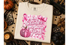 In October We Wear Pink PNG Tee Product Image 3