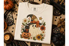 Halloween Ghost Witch Floral PNG Tee Product Image 3