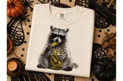Raccoon Pickle Jar Halloween PNG Tee Product Image 1