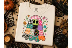 Patchwork Ghost Floral Halloween PNG Tee-Patchwork Ghost Flo Product Image 2
