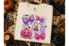 Halloween Ghost Bows Pumpkin PNG Tee Product Image 2