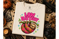 Low Battery Sloth PNG Funny Tee Design Product Image 3