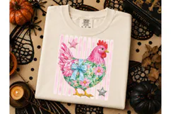 Floral Chicken Coquette Bow PNG Tee Product Image 3