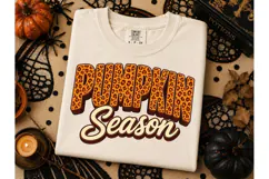 Pumpkin Season Leopard PNG Fall Tee Product Image 2