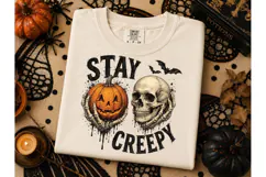 Stay Creepy Halloween Skull PNG Tee Product Image 3