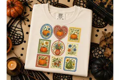 Fall Pumpkin Floral Stamp PNG Tee Design Product Image 3