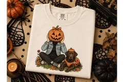Halloween Pumpkin Head Dog PNG Tee Product Image 3
