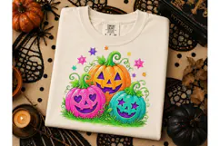 Colorful Halloween Pumpkins PNG Tee Product Image 3