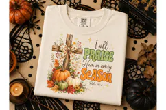 Praise Him Every Season Fall PNG Tee Product Image 3
