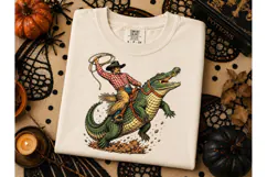 Cowboy Riding Alligator PNG Tee Design Product Image 3