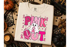 Pink Out Ghost Football PNG Tee Design Product Image 3