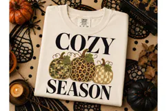 Cozy Season Pumpkin PNG Fall Tee Design Product Image 1
