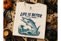 Life Is Better Wahoo Fishing PNG Tee Product Image 2