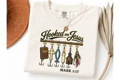 Hooked on Jesus Fishing PNG Tee Design Product Image 3