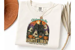 Haunted Library Ghost Halloween PNG Tee-Haunted Library Ghos Product Image 3