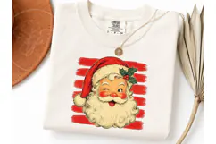 Retro Winking Santa PNG Christmas Tee Product Image 3