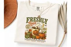 Freshly Bood Halloween Coffee PNG Tee Product Image 3