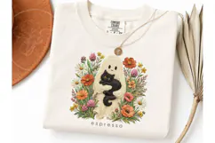 Ghost Black Cat Floral Halloween PNG Tee Product Image 3
