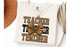 Leopard Teacher PNG Sublimation Tee Desi Product Image 1