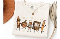 Leopard School Supplies PNG Teacher Tee Product Image 1