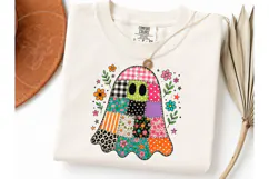 Patchwork Ghost Floral Halloween PNG Tee-Patchwork Ghost Flo Product Image 3
