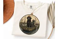 Black Lab Duck Hunting Boat PNG Tee Product Image 1