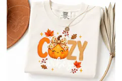 Cozy Vibes Pumpkin Fall PNG Shirt Design Product Image 3