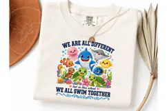 Ocean Animals We Swim Together PNG Tee Product Image 1