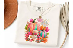 Hello Fall Pumpkin Coffee PNG Tee Design Product Image 1