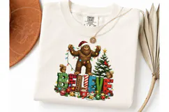Bigfoot Christmas Believe PNG Tee Design Product Image 1