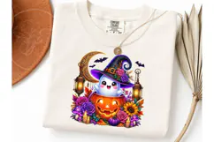 Cute Ghost Witch Pumpkin Halloween PNG Product Image 3