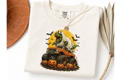Ghost Dino Monster Truck Halloween PNG Product Image 3