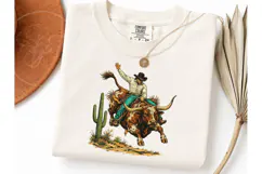 Bull Rider Cowboy Western PNG Tee Design Product Image 3