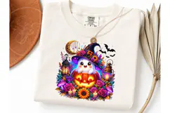 Cute Ghost Witch Pumpkin Halloween PNG Product Image 1